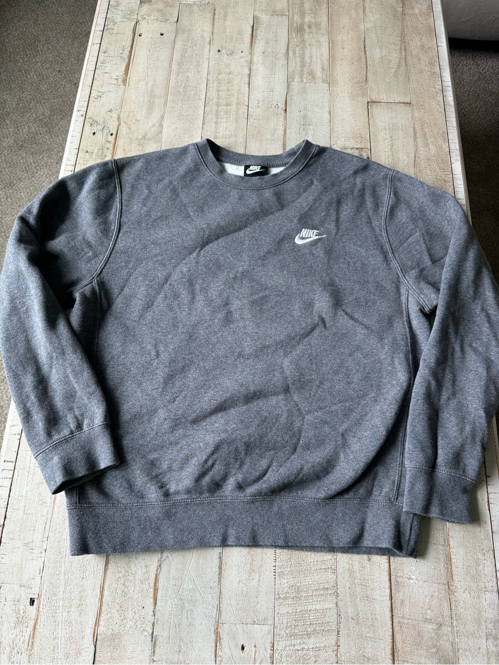 Nike Charcoal Gray Crewneck Sweatshirt with Small Swoosh